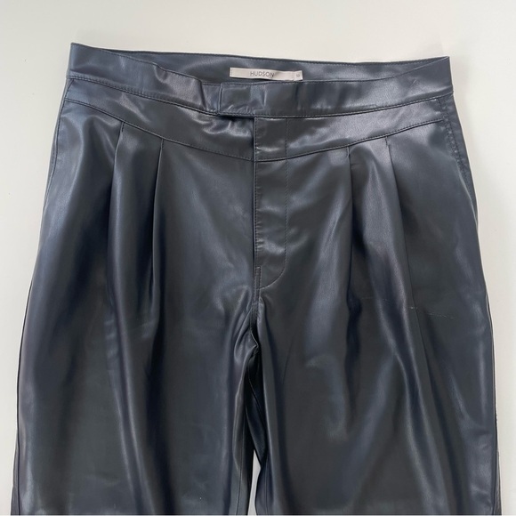 HUDSON Jeans Women's Black Pleated Rosie Faux Leather Wide Leg Pants Size 30 - Picture 4 of 12